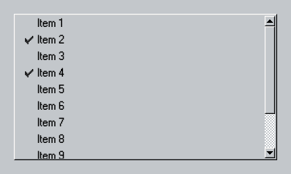 Compact List95 with Item 2 and Item 4 selected